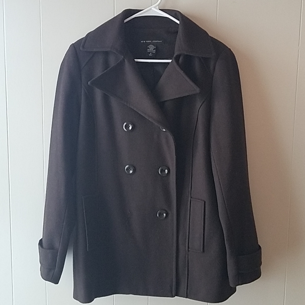 Ny&co dark brown pea coat size 6